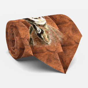 Watercolor Goat Farm Animal Pattern Art Tie