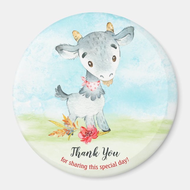 Watercolor Goat Farm Thank You Magnet (Front)
