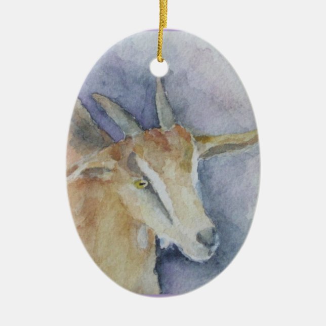 Watercolor Goat Ornament (Front)