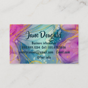 Watercolor Gold Abstract Modern Elegant Business Card