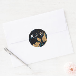 Watercolor Gold And Green Monogram Sticker