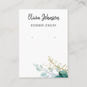Watercolor Gold Botanical Jewellery Earring Displa Business Card