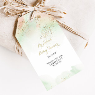 Watercolor Gold Confetti Baby Shower Gift Tags