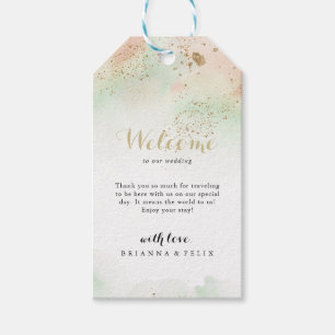 Watercolor Gold Confetti Wedding Welcome Gift Tags
