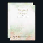 Watercolor Gold Confetti Wedding Words of Wisdom  Advice Card<br><div class="desc">This watercolor gold confetti wedding words of wisdom advice card is perfect for a rustic wedding. The design features a watercolor pink, green and white background with gold glitter confetti splash. These cards are perfect for a wedding, bridal shower, baby shower, graduation party & more. Personalize the cards with the...</div>