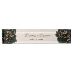 Watercolor Gold   Desk Nameplate