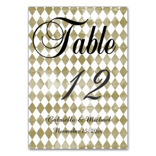 Watercolor Gold Diamonds Table Number