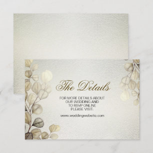 Watercolor Gold Eucalyptus Foliage Wedding Shiny Enclosure Card