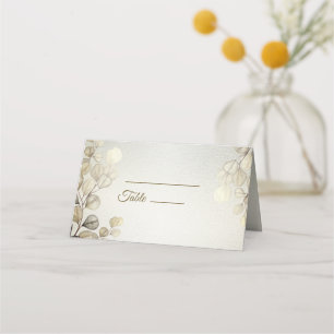 Watercolor Gold Eucalyptus Foliage Wedding Shiny Place Card