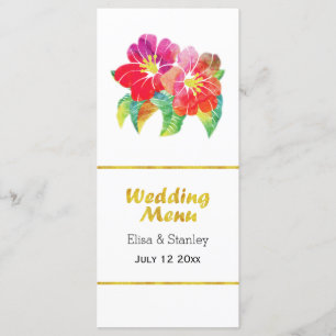 Watercolor gold foil floral wedding menu card