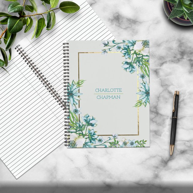 Watercolor Gold Foil Framed Personalized Notebook (Creator Uploaded)