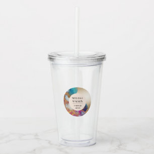 watercolor gold foil monogram acrylic tumbler