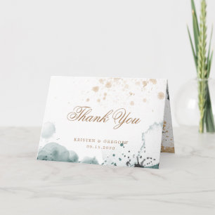 Watercolor Gold   Folded Photo Thank You Card