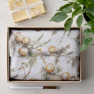 Watercolor Gold Foliage Christmas Tissue Paper