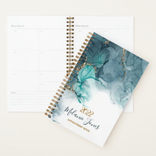 Watercolor gold glitter appointment book 2022 glam planner