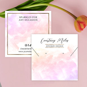 Watercolor Gold Glitter Bracelet Earrings Display Square Business Card