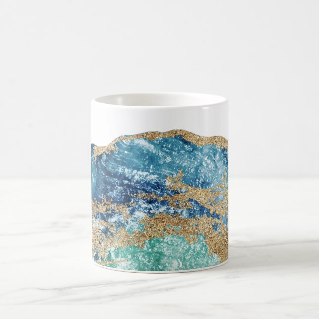 *~* Watercolor Gold Glitter Rock Geode Agate Coffee Mug (Center)