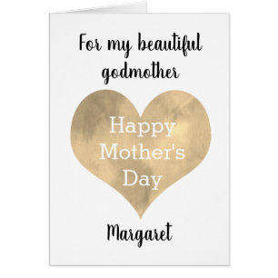 Watercolor Gold Heart Mother's Day Godmother