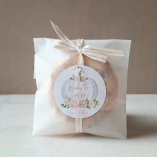 Watercolor gold Pumpkin ready to pop  Classic Roun Round Sticker