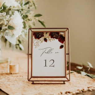 Watercolor Gold Roses Wedding Table Number