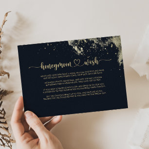 Watercolor Gold Splash Honeymoon Wish Enclosure Card