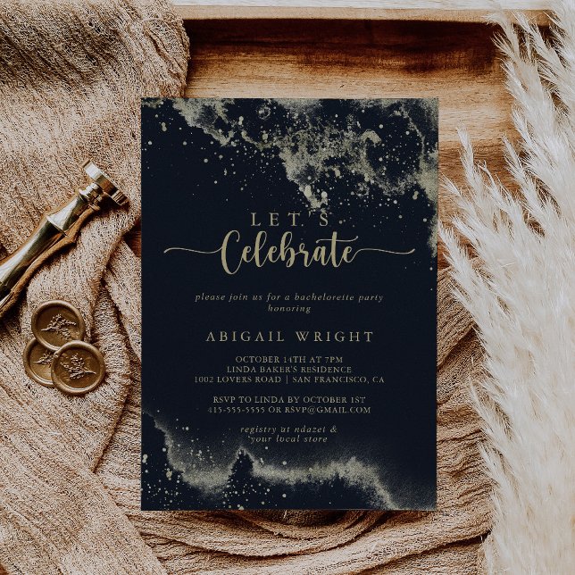 Watercolor Gold Splash Let's Celebrate Party  Invitation (Creator Uploaded)