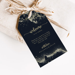 Watercolor Gold Splash Wedding Welcome Gift Tags