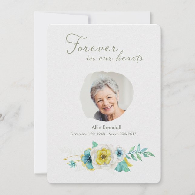 Watercolor Gold Turquoise Floral Photo Thank You (Front)