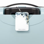 Watercolor Gold Waves Monogram Luggage Tag<br><div class="desc">Watercolor splash in navy blue and faux gold imitating waves and sand making the perfect modern accessory for your vacation. All information is in an elegant sans serif font. You can pair it with other items from our "Watercolor Waves" collection.</div>