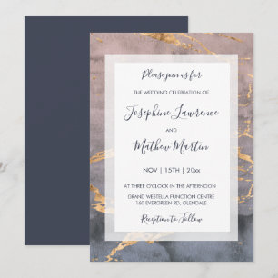 Watercolor & Gold Wedding Invitations