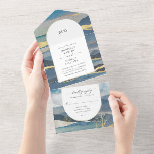 watercolor golden landscape (no ENV needed) All In One Invitation