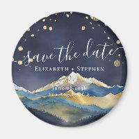Watercolor Golden Mountains Wedding Save The Date