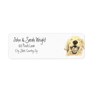 Watercolor Golden Retriever Dog Address Label