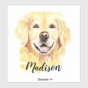 Watercolor Golden Retriever Dog Animal Custom Name