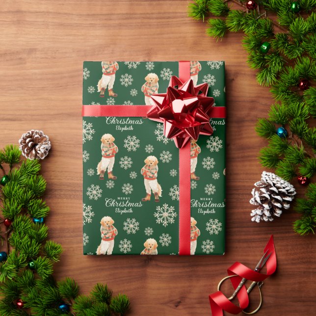 Watercolor Golden Retriever Dog Christmas  Wrapping Paper (Holiday Gift)