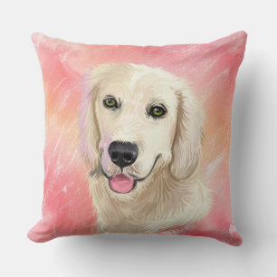 WATERCOLOR GOLDEN RETRIEVER DOG FACE THROW PILLOW