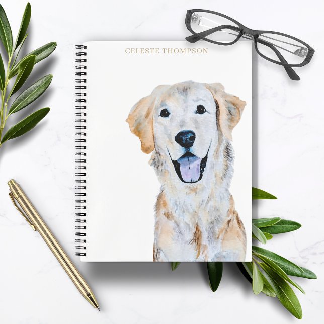 Watercolor Golden Retriever Dog Personalize Notebook (Creator Uploaded)