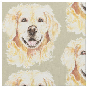 Watercolor Golden Retriever Dog Pet Animal Print Fabric