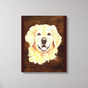 Watercolor Golden Retriever Dog Pet Art Canvas Print