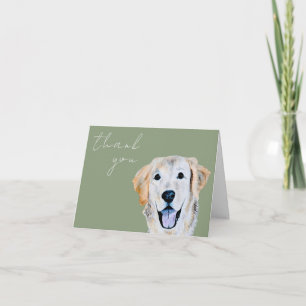 Watercolor Golden Retriever Dog Sage Thank You Card