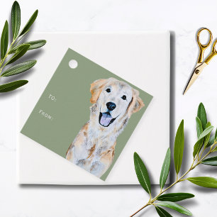 Watercolor Golden Retriever Dog To/From Gift Favour Tags
