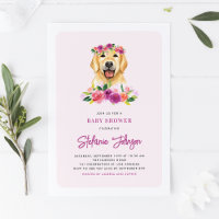 Watercolor Golden Retriever Floral Baby Shower