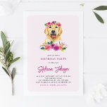 Watercolor Golden Retriever Floral Dog Birthday Invitation<br><div class="desc">Watercolor Golden Retriever Pink Floral Birthday Party Invitation | Invite family and friends to your birthday with this customizable floral invitation. It features watercolor illustrations of a cute Golden Retriever with pink,  orange and purple flowers. This will also be the perfect invitation for your pets birthday.</div>