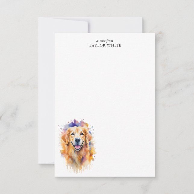 Watercolor Golden Retriever Personalized Thank You Card (Front)