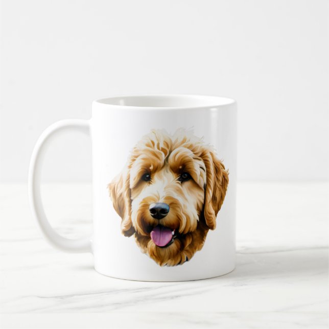 Watercolor Goldendoodle  Coffee Mug (Left)
