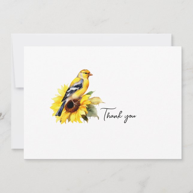 Watercolor Goldfinch Funeral Thank You (Front)