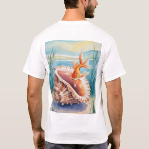 Watercolor Goldfish in Coral Shell T-Shirt
