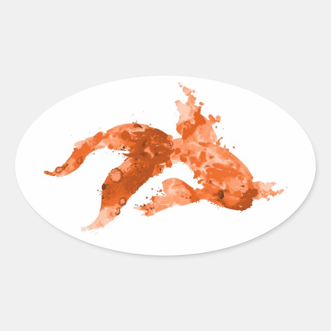 watercolor goldfish oval sticker (Front)