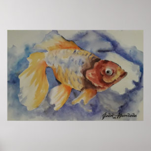 WATERCOLOR GOLDFISH POSTER