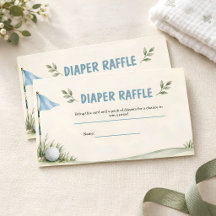 Watercolor Golf Baby Shower Diaper Raffle Card